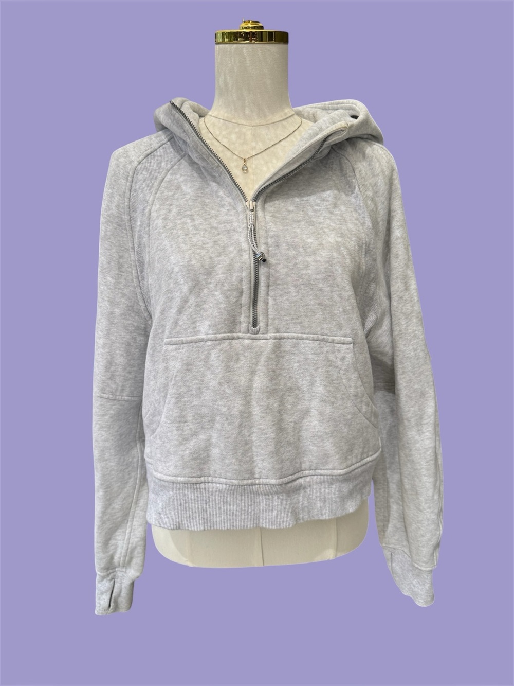 Lululemon Half Zip Scuba Crop Hoodie M/L Heather Gray